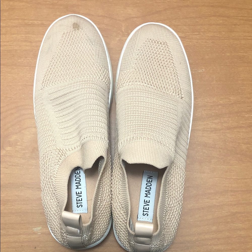 Steve Madden Slip-On Knit Loafers in Beige